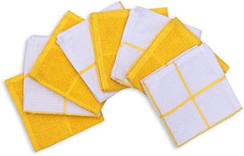 AMOUR INFINI Dish Cloths for Washing Dishes Set of 8 - Highly Absorbent, Super Soft Kitchen Dishcloths - Reusable Quick Dry Dish Rags for Cleaning & Drying Kitchen Linens (12x12 Inch - Yellow) - Image 2