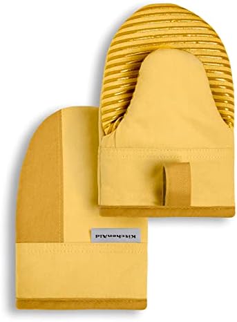 KitchenAid Beacon Two-Tone Non-Slip Mini Oven Mitt Set, Majestic Yellow, 5.5"x8", 2 Piece by Unknown