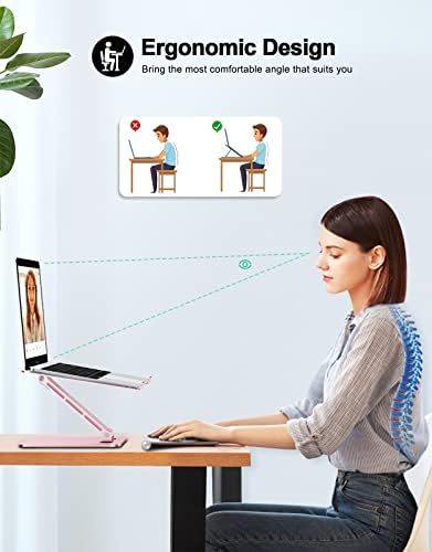 RIWUCT Aluminum Alloy Laptop Stand for Desk, Foldable Laptop Riser Holder - Image 2