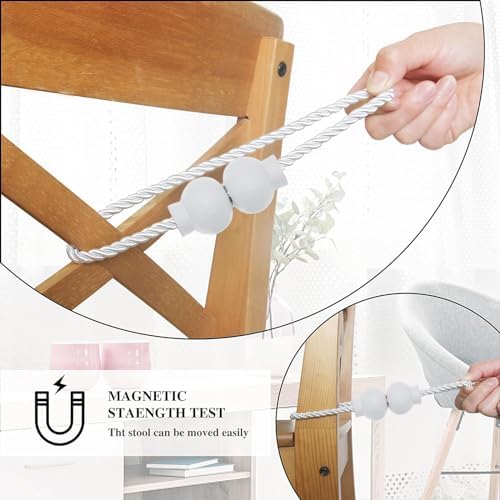 6Pcs Magnetic Curtain Tiebacks Modern Handmade Rope Curtain Tie Backs White - Image 4