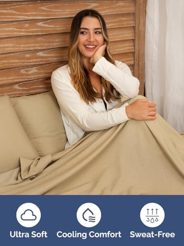 CGK Extra Deep Twin Single Fitted Sheet Only - Heathered Tan - Image 3