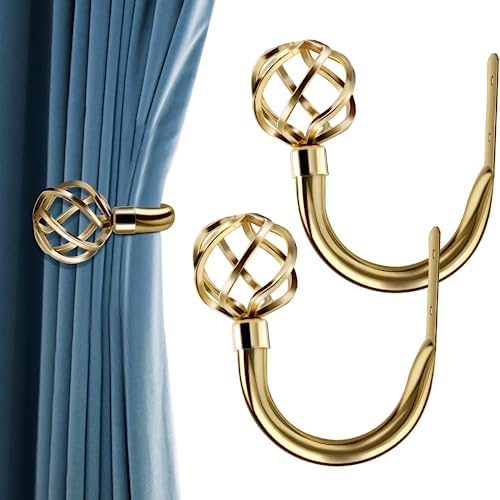 Handmade Metal Curtain Holdbacks 2pcs, Decoration Matt Black Curtain Tie Back Hooks for Wall, Heavy Duty Side Holders Tiebacks Accessories for Drapes Drapery Window by HIKMLK