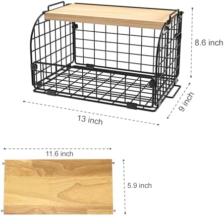 2 Set Stackable Wire Basket with Openable Top, Kitchen Counter, Pantry Organizer and Storage Produce Onion Potato Fruits Vegs Bread Food Snack Spice Organizing Bin for Cabinet Shelf Countertop Floor - Image 3