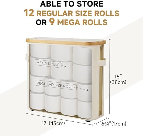 StorageWorks Toilet Paper Basket with Lid, Holds 9 Mega or 12 Regular - Image 3