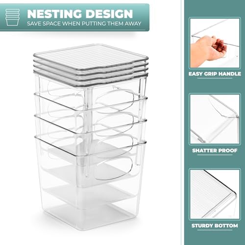 Sorbus Small Clear Plastic Storage Bins with Lids, Clear Stackable Storage Bins, Laundry Room Organizer Bins, Office, Classroom, Playroom, Bathroom, Laundry Room Organization and Storage (2 Pack) - Image 6