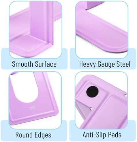 Mr. Pen- Book Ends, 4 Pack, Purple, Heavy Duty Metal Bookends for Shelves - Image 4