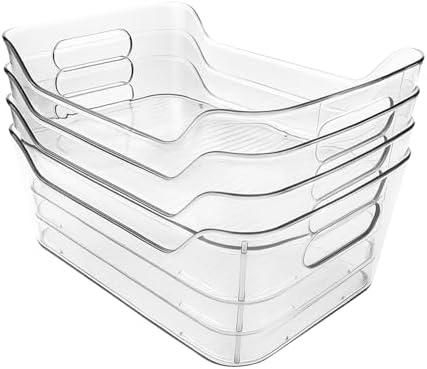 4 Pack Acrylic Pantry Storage Bins, Storage Bins for Cabinets, Clear Bins for Pantry, Cabinets, Organizing, Fridge, Kitchen (7.9” x 5.5” x 3.2”) - Image 6