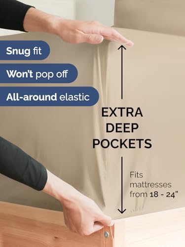 CGK Extra Deep King Single Fitted Sheet Only - Cream - Image 2