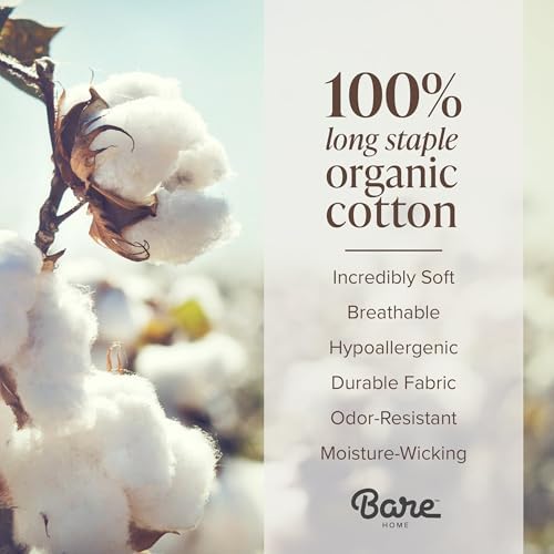 Bare Home 100% Organic Cotton Percale Fitted Sheet (Queen, Dark Blue) - Image 4