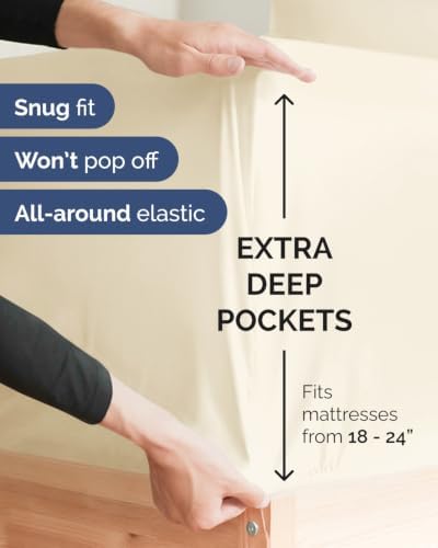 CGK Linens 2 Pack Extra Deep Twin Fitted Sheets - Off White - Image 2