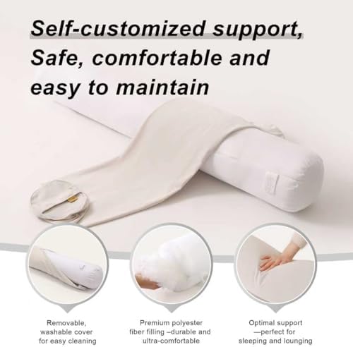 Body Pillow for Adults,Long Round Pillow,Big Cylindrical Pillow,Large Full Bolster Pillows for Side Sleepers (Misty White, 39.37"*7.87") - Image 4