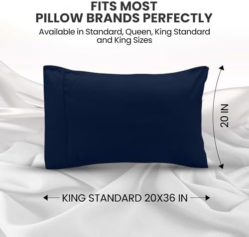 Pillow Covers King Size Set of 12, Soft and Comfy Pillow Cases, Navy - Image 2