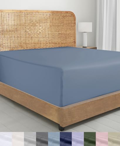 California Design Den 100% Organic Cotton Twin Bed Fitted Sheet, Blue by CaliforniaDesignDen