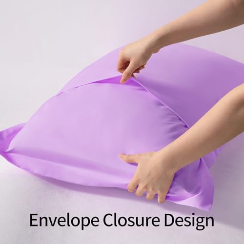 NTBAY King Pillow Shams, Set of 2, Microfiber, Light Purple - Image 6