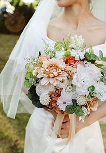 Serra Flora Artificial Flowers Combo Dahlia 34pcs Silk Mix Fake Flowers Roses for DIY Wedding Bouquets Combo Centerpieces Arrangements Party Bridal Baby Shower Home Decorations(White Pink) - Image 5
