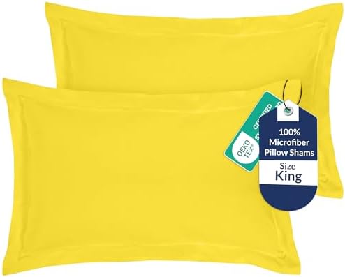 Royale Linens Microfiber King Size Pillow Shams Set of 2 - Yellow Shams by ROYALELINENS