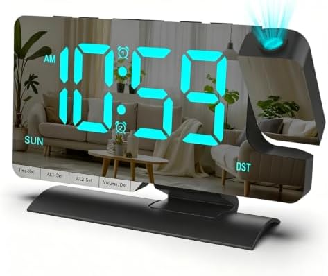 Projection Clock for Bedroom Ceiling, Black Digital Alarm Clock Room Decor by MiowachiDigitalClock