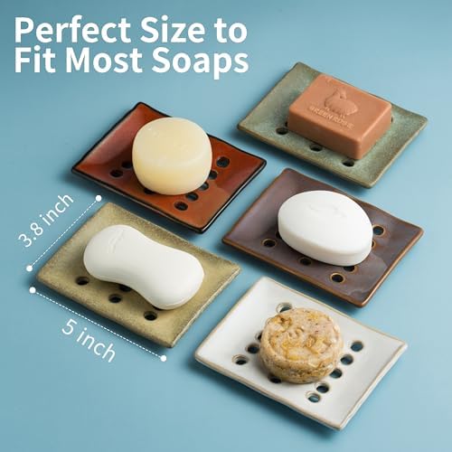 Ceramic Soap Dish for Shower, Bar Soap Holder with Self Draining - Image 2