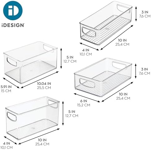 iDesign Stackable Storage Bins, 4 Different Sizes, 4 Pack, Clear - Image 4