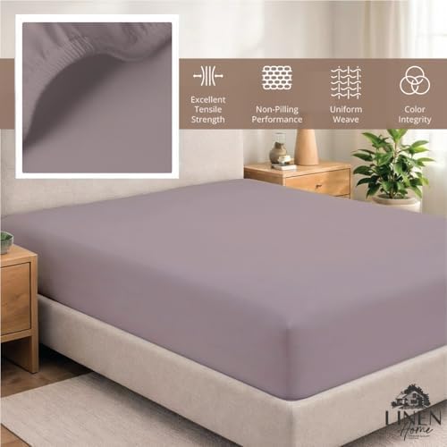 Linen Home Queen Size Fitted Sheet only 100% Cotton Percale, Prelude Purple - Image 4