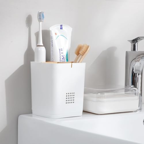 Electric Toothbrush Holder Tooth Brush and Toothpaste Organizer, White - Image 2