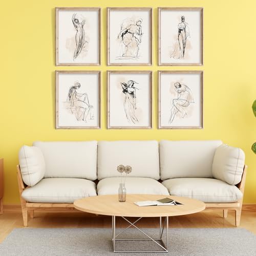 Vodefoad Figure Sketch Art Print Neutral Gallery Wall 6Pcs Set Soft feminine lines Abstract Wall Prints Boho Neutral Line Art Minimalist Bedroom Decor Vintage Drawing Art Female Prints Unframe - Image 6