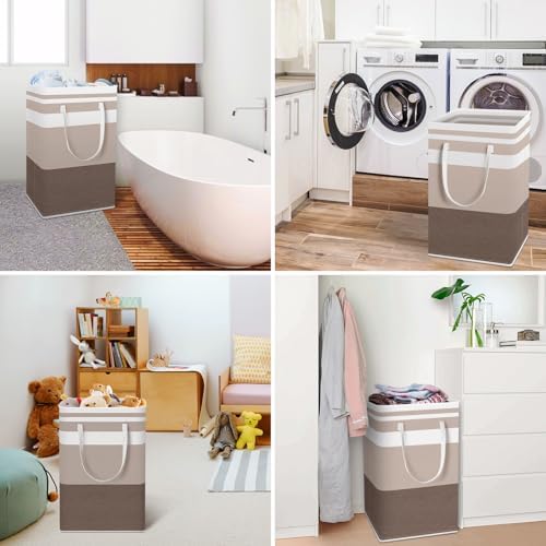 HomeHacks 2 Pack Large Laundry Baskets, Laundry Hampers Bags (Khaki 88Lx2) - Image 6