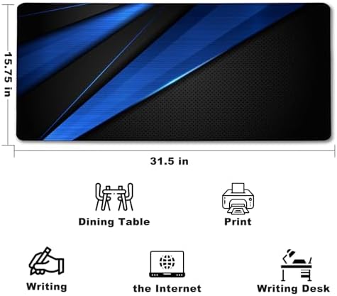 Desk Pad Large Gaming Mouse Pad Extended Keyboard Mouse Mat, Black Blue - Image 2