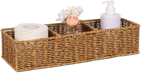 Upgraded Waterproof Toilet Paper Storage Basket, Small Living Room, Bedroom Decor Baskets for Organize Snack Tampon, Large Compartment 16.5 x 5.7 x 3.7 by UPINFREE