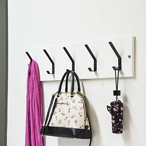 Amazon Basics Wall Mounted Modern Metal Drywall Coat Hooks - Flat Black, 5-Pack - Image 6