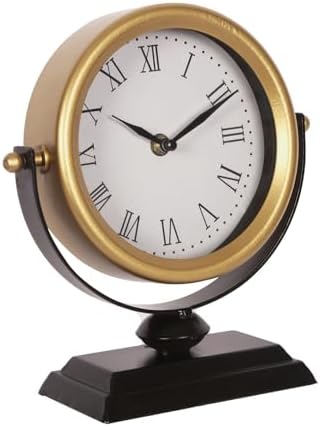 Vintage Table Clock Silent Mantel Gold Analog 8.3×9.1in - Image 2