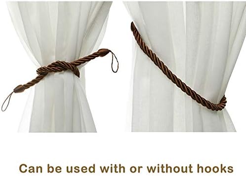 BEL AVENIR Curtain Tiebacks Ropes Tie-Backs,Handmade Holdbacks(Coffee,2P) - Image 5