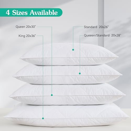 Three Geese White Goose Feather & Cotton Pillows Queen/Standard Size Set of 1- Soft 600 Thread Count 100% Cotton, Medium Firm,Soft Support, White Solid - Image 6