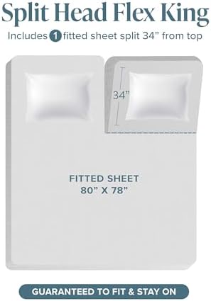 Bare Home SHFK Fitted Sheet - 1800 Ultra-Soft (Split Head Flex King, Antique White) - Image 2