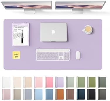 YSAGi Leather Desk Protector, Office Mat, Large Mouse Mat, Non-Slip PU Leather Blotter, Laptop Desk Pad, Waterproof Writing Pad for Office and Home (Light Purple, 47.2" x 23.6") by YSAGi