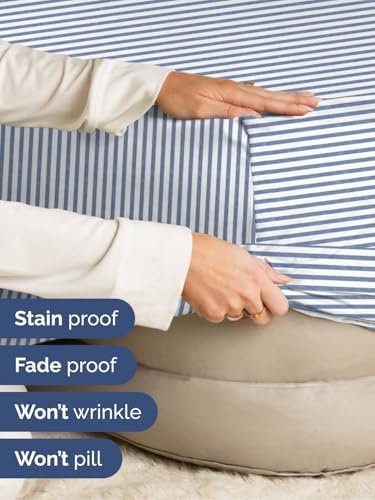 CGK Extra Deep Split King Single Fitted Sheet Only - Blue Stripes - Image 4