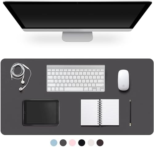 Leather Desk Pad Protector,Non-Slip Desk Pad(Dark Gray, 35.4" x 17") by CADONO