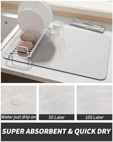 AMOAMI Coffee Mat - Hide Stain, Rubber Backed, Absorbent Dish Drying Mat for Kitchen Counter - Fits Under Coffee Maker & Machine, Dish Rack - Image 3
