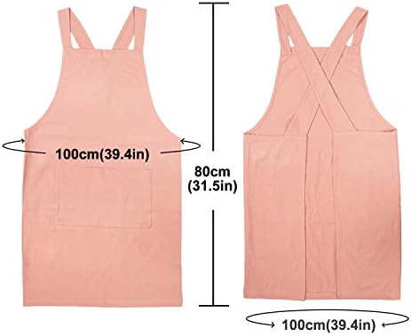 ELEZAY Aprons for Women with Pockets Plus Size Comfort Cross Back No Tie Cotton Linen Apron Pinafore - Image 4