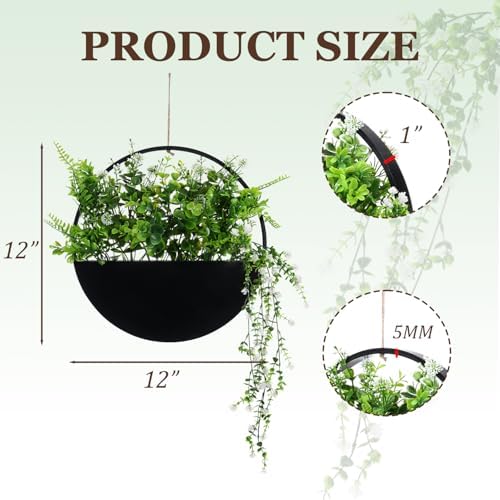 Fake Hanging Plants Artificial Plants Indoor, Faux Plants Eucalyptus in Pot for Living Room Bathroom Wall Décor, Outdoor Porch Decorations, Farmhouse Home Office Décor（Black） - Image 3