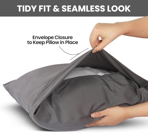 Pillow Covers Queen Size Set of 6, Soft and Comfy Pillow Cases, Grey - Image 3