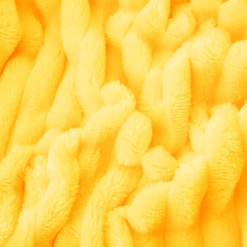 Bright Yellow Fleece Throw Blanket 108”×90” for Couch Sofa Livingroom - Image 5