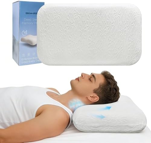 Unimatta White Velvet Bed Pillows for Sleeping 1 Pack - 27.6x15.7x3.9 Inch Gel Infused Memory Foam Queen Size Pillow with Jacquard Cover - Soft Support for Side, Back and Stomach Sleepers by Unimatta