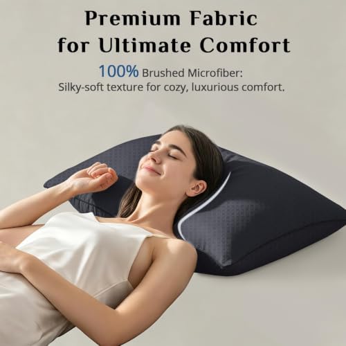 JOLLYVOGUE Black Pillows Standard Size Set of 4, Washable Supportive Firm Full Size Bed Pillows with Oeko-Tex Certified Down Alternative Fill, Luxury Hotel Quality for Side, Back and Stomach Sleepers - Image 4