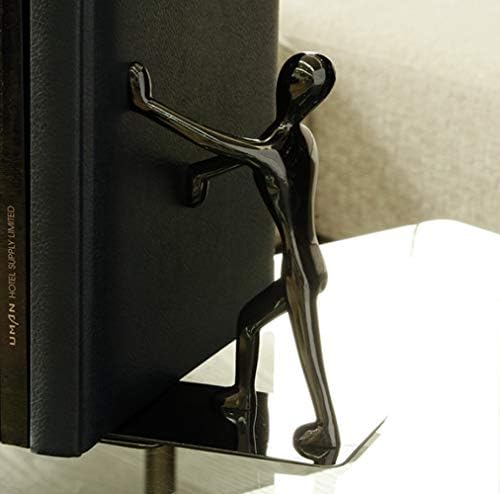 Fasmov Heavy Duty Stainless Steel Man Bookends Nonskid Bookends Art Bookend,1 Pair (Black) - Image 5