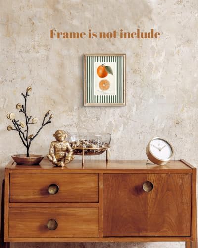 ZBJLLK Vintage Orange Botanical Illustration Canvas Wall Art, Fruit Kitchen Print, Rustic Farmhouse Green Stripe Background Citrus Fruit Artwork for Kitchen Dining Room Home Decor, 8x10 Inch Unframed - Image 6