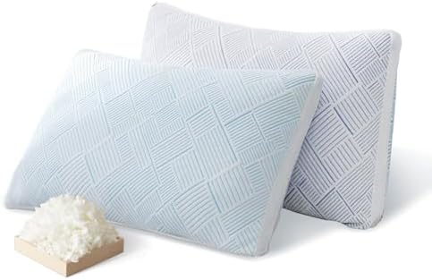 Lyralith Shredded Memory Foam Cooling Soft Bamboo Viscose Pillows King Set of 2, Adjustable Hypoallergenic Hotel Quality Bed Pillows for Side, Stomach or Back Sleeper, Oeko-TEX Certified by Unknown