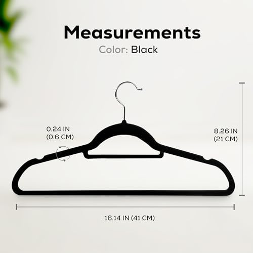 Utopia Home Velvet Hangers 100 Pack – Premium Hangers with Tie Bar - Black - Image 4