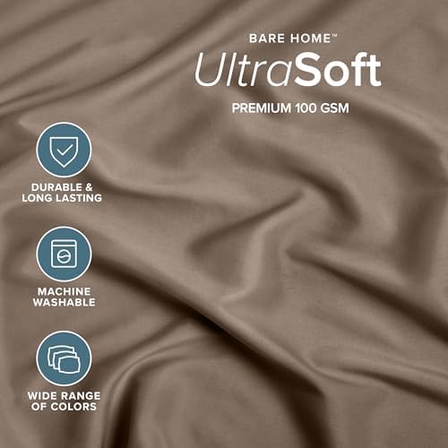 Bare Home King Fitted Sheet - 1800 Ultra-Soft (King, Taupe) - Image 2