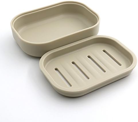 Plastic Soap Dish, Container, Keeps Soap Dry,Easy Cleaning,Drain, Khaki - Image 4